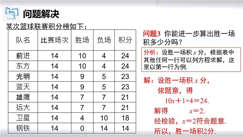 初中数学冀教版七年级上册 5.4 第8课时 一元一次方程的应用-球赛积分问题 课件06