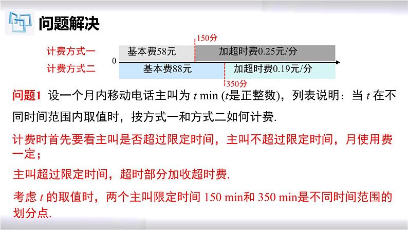 初中数学冀教版七年级上册 5.4 第9课时 一元一次方程的应用-电话计费问题 课件05