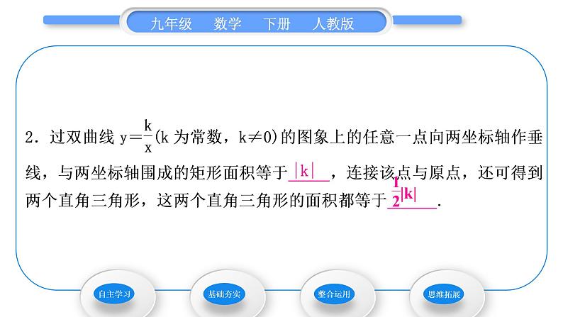 人教版九年级数学下第二十六章反比例函数1.2反比例函数的图像和性质第2课时　反比例函数的图象和性质的综合应用习题课件03