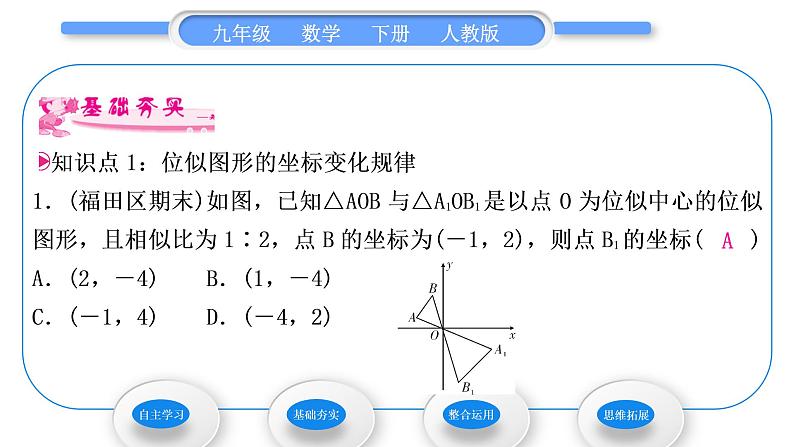 人教版九年级数学下第二十七章相似27.2.3位似第2课时　平面直角坐标系中的位似习题课件06