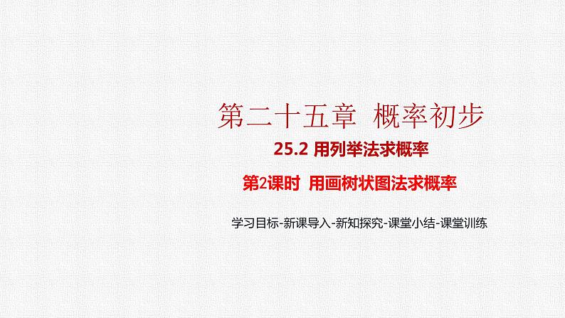 25.2 第2课时 用画树状图法求概率 初中数学人教版九上精选课件01