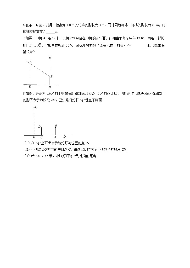 5.1 投影 2022-2023学年北师大版数学九年级上册堂堂练(含答案)第2页