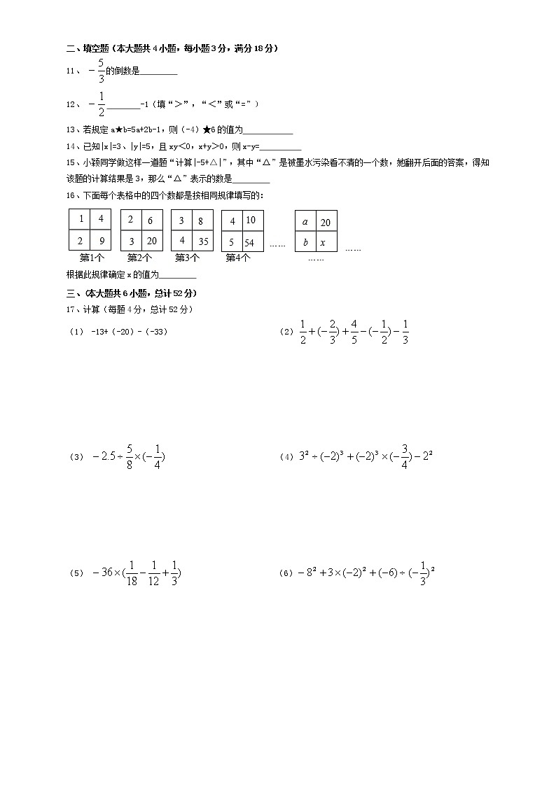 安徽省合肥市蜀山区五十中西校2022-2023学年七年级上学期第一次月考数学试卷（含答案）第2页