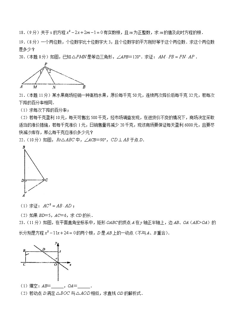 河南省南阳市第十三中学校2022-2023学年九年级上学期第一次月考数学试题（含答案）第3页