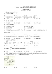 辽宁省铁岭市2021-2022学年八年级上学期第一次随堂练习数学试题（含答案）