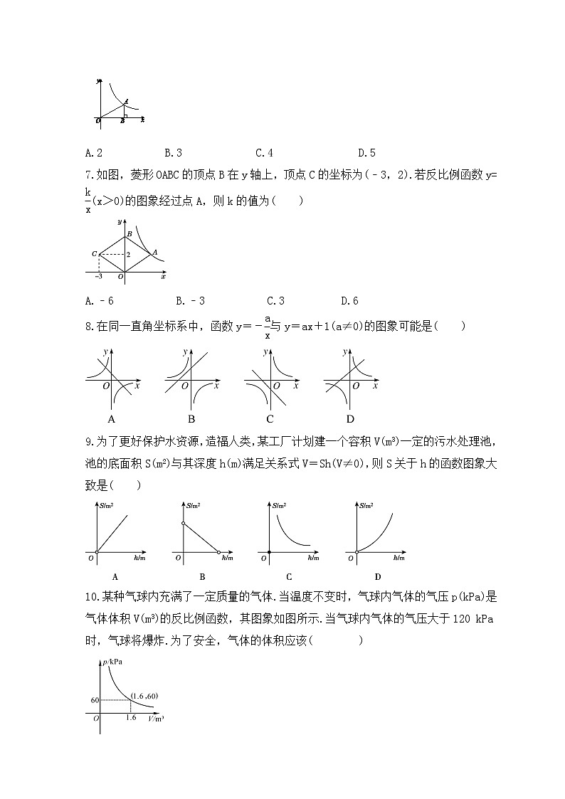2022-2023年湘教版数学九年级上册第1章《反比例函数》单元检测卷(含答案)第2页