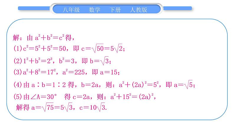 人教版八年级数学下第十七章勾股定理专题二　勾股定理的应用习题课件第3页