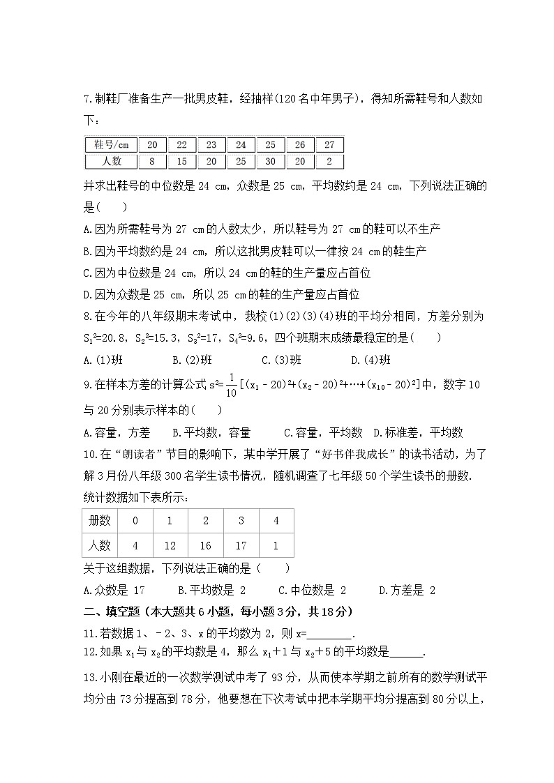 2022-2023年青岛版数学八年级上册第4章《数据分析》单元检测卷(含答案)第2页