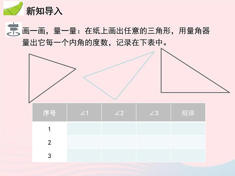 2022八年级数学上册第十一章三角形11.2与三角形有关的角11.2.1三角形的内角第1课时三角形的内角和教学课件新版新人教版03