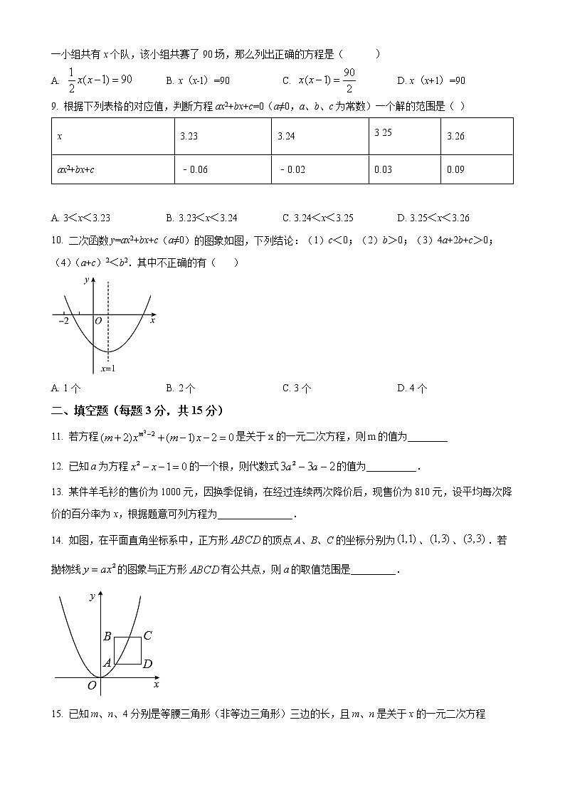 河南省信阳市息县2022-2023学年九年级上学期适应性测试（一）数学试题(含答案)第2页