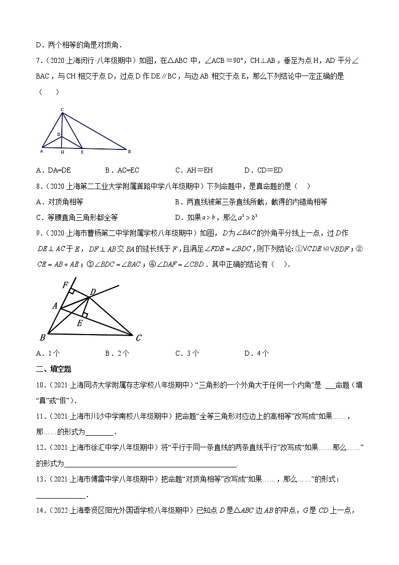 上海八年级上学期期中【几何证明40题专练】-八年级数学上学期期中期末考点大串讲（沪教版）02