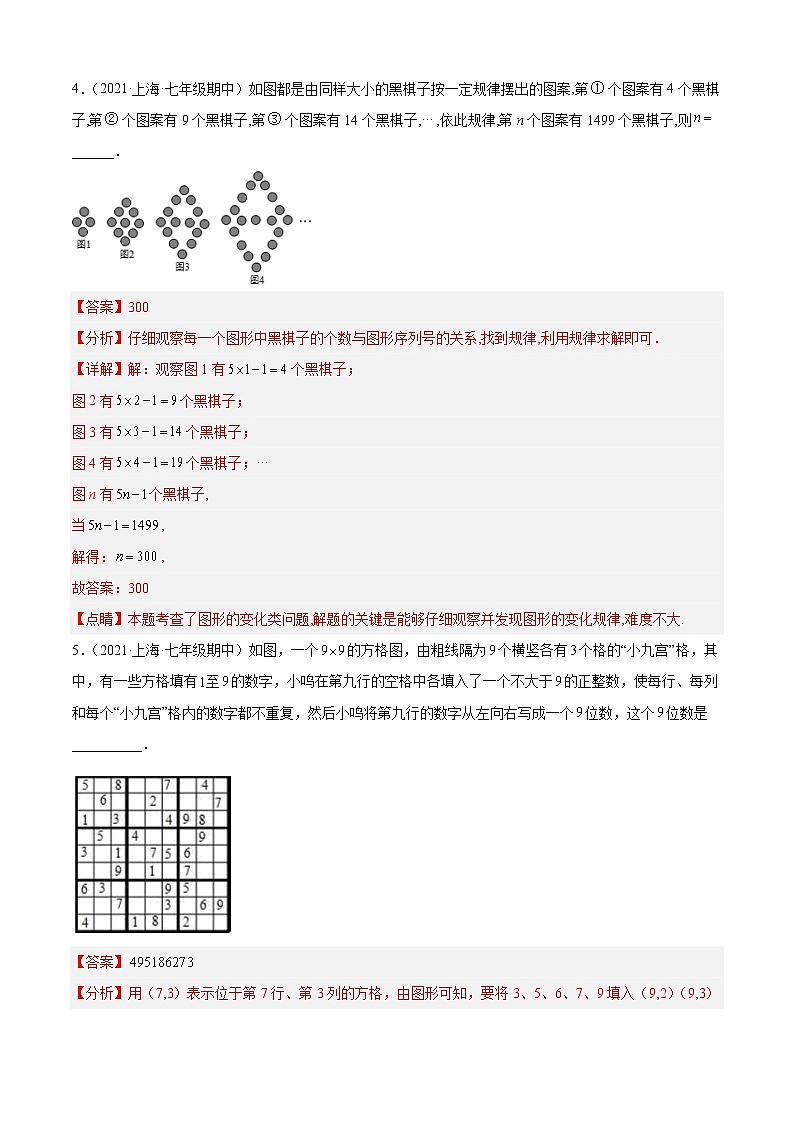 上海七年级上学期期中【压轴53题考点专练】-2022-2023学年七年级数学上学期期中期末考点大串讲（沪教版） (2)03