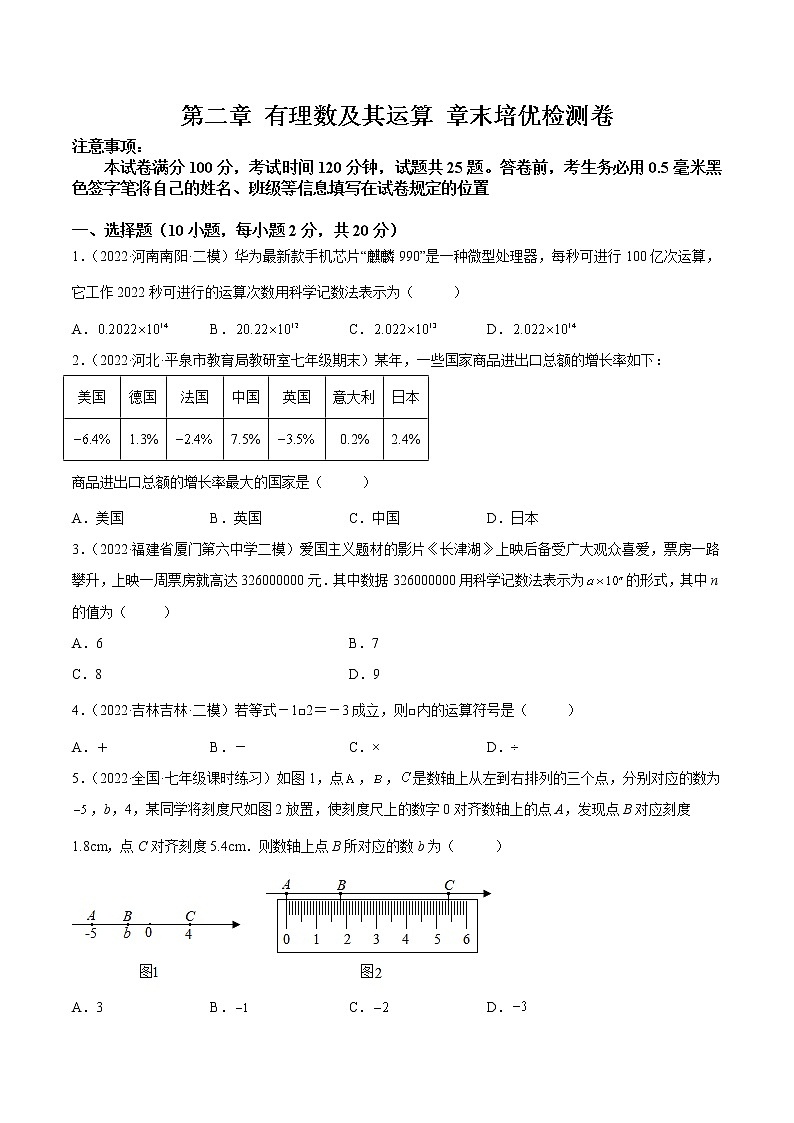 【培优分级练】北师大版数学七年级上册 第二章《有理数及其运算》章末培优检测卷（含解析）01