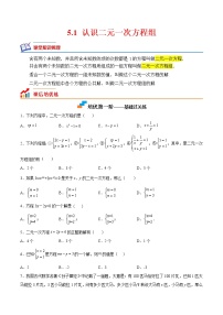 初中数学北师大版八年级上册第五章 二元一次方程组1 认识二元一次方程组测试题