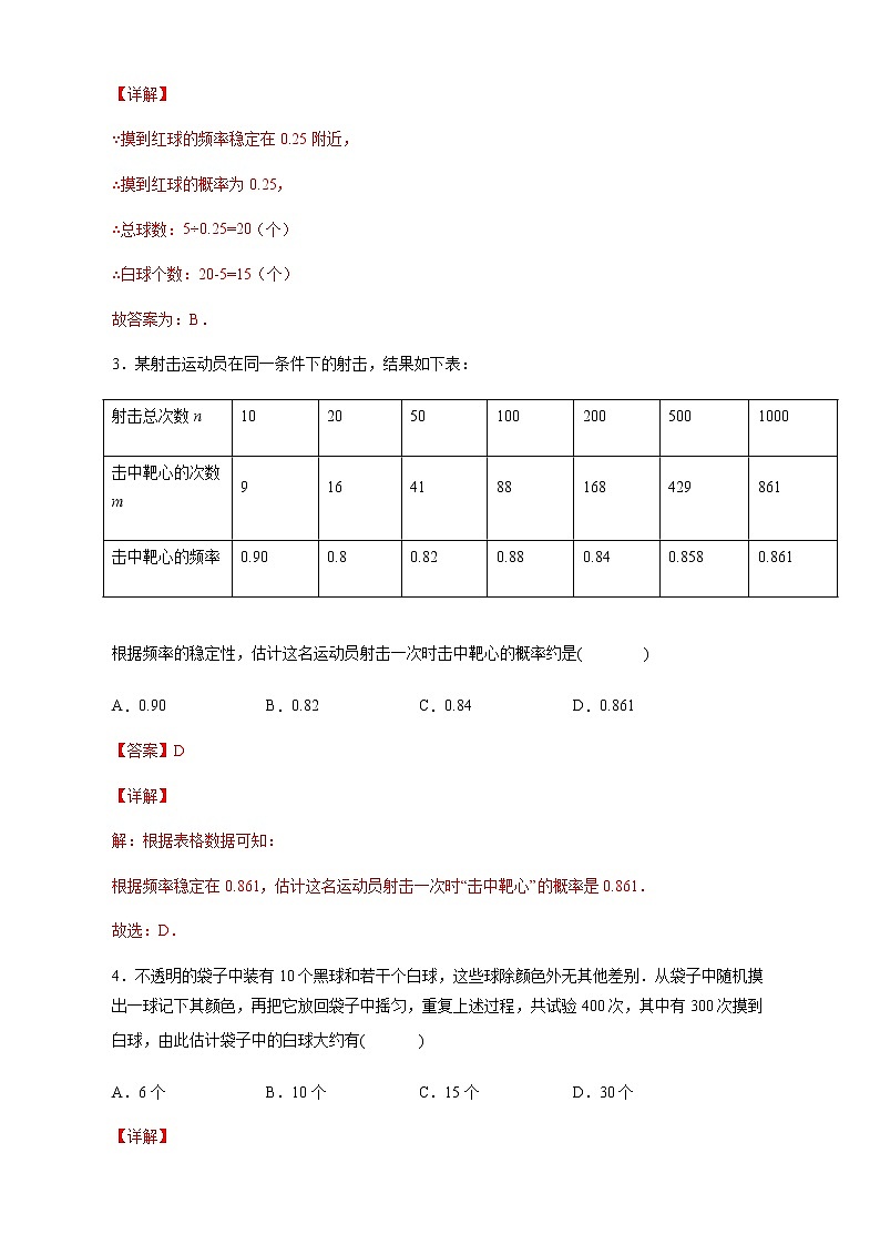 【培优分级练】人教版数学九年级上册 25.3《用频率估计概率》培优三阶练（含解析）02