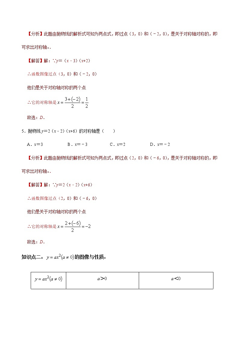 第2课时  二次函数的图像与性质（1）-2022-2023学年九年级数学上册同步精品课堂知识清单＋例题讲解＋课后练习（人教版）（解析版）第3页
