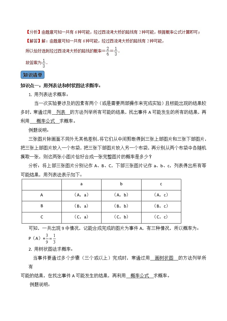 【考点全掌握】人教版数学九年级上册-第2课时-求事件的概率-同步考点（知识清单+例题讲解+课后练习）02
