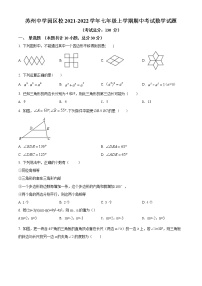 苏州中学园区校2021-2022学年七年级上学期期中考试数学试题（含解析）