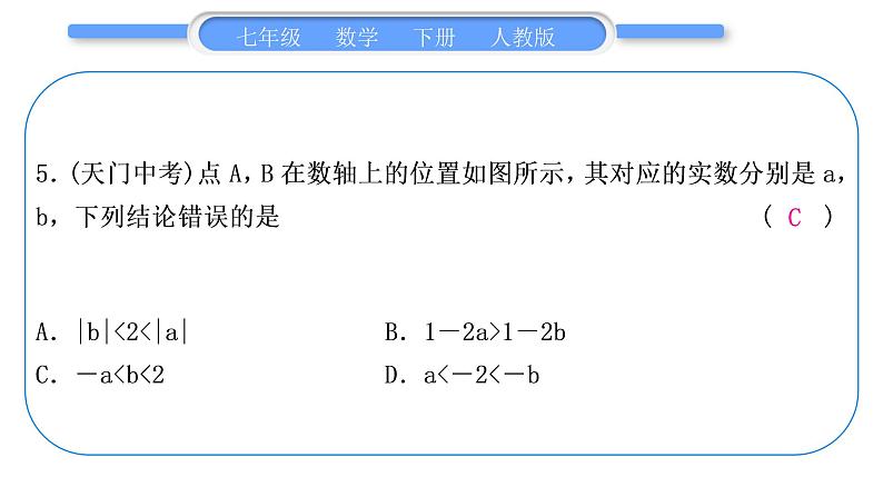 人教版七年级数学下周周测(十六)(期末复习三)习题课件06