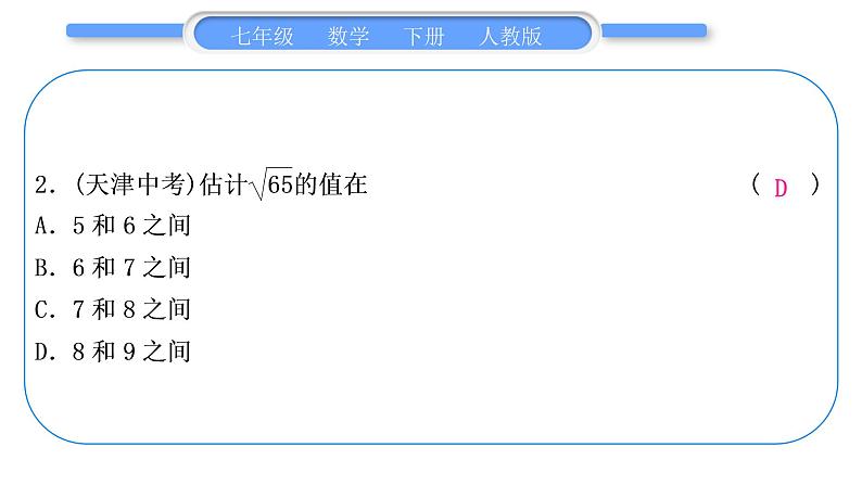 人教版七年级数学下周周测(十五)(期末复习二)习题课件第3页