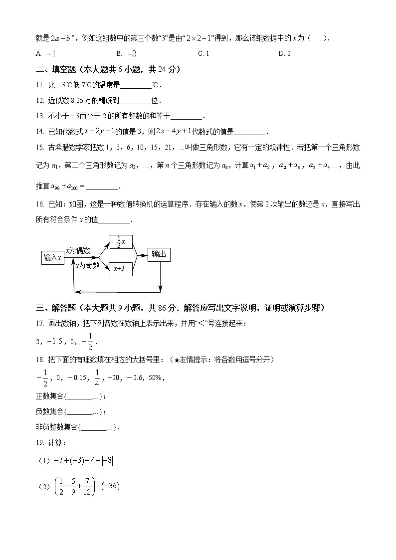 福建省永春县侨中片区学校联考2022-2023学年七年级上学期期中核心素养质量监测数学试题(含答案)第2页