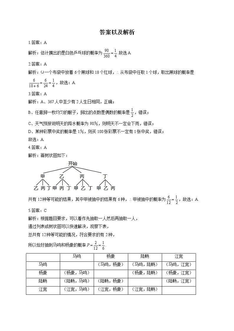 25.2 随机事件的概率—2022-2023学年华东师大版数学九年级上册堂堂练(含答案)03