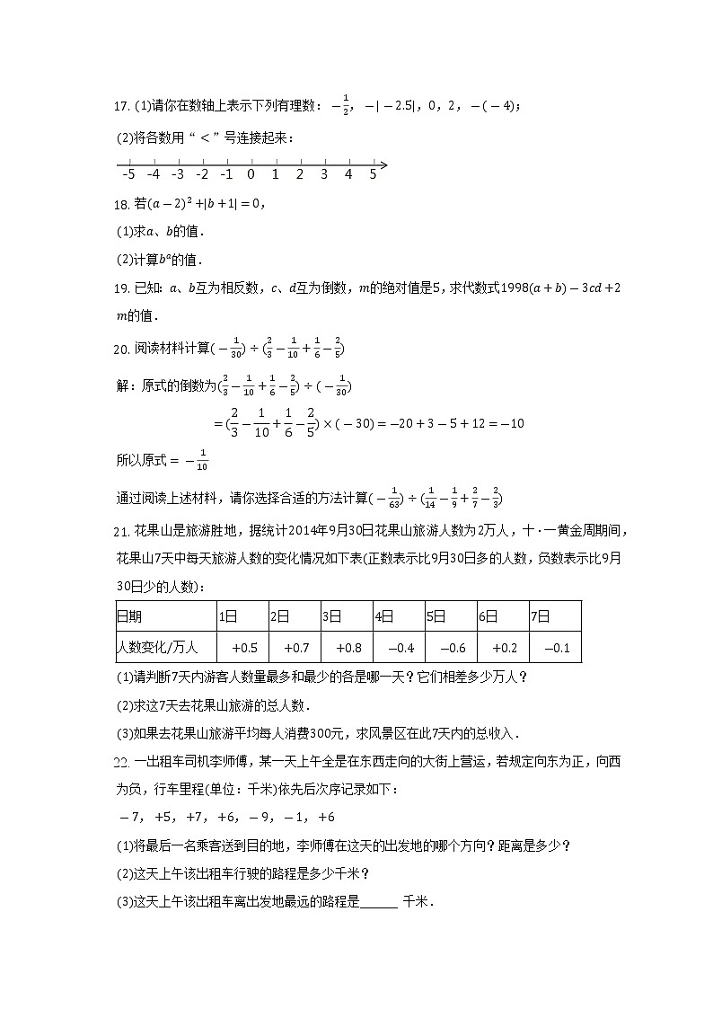 2022-2023学年吉林省长春市宽城区东北师大北湖明达实验学校七年级（上）第一次月考数学试卷-（含解析）第3页