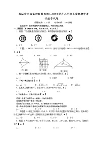 盐城市东台第四联盟2022—2023学年八年级上学期期中考试数学试题（含答案）