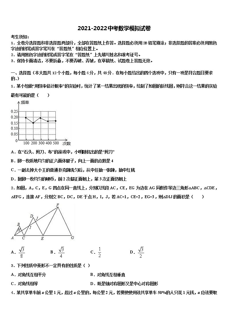 四川省宜宾市兴文县重点名校2021-2022学年中考数学模拟预测题含解析01
