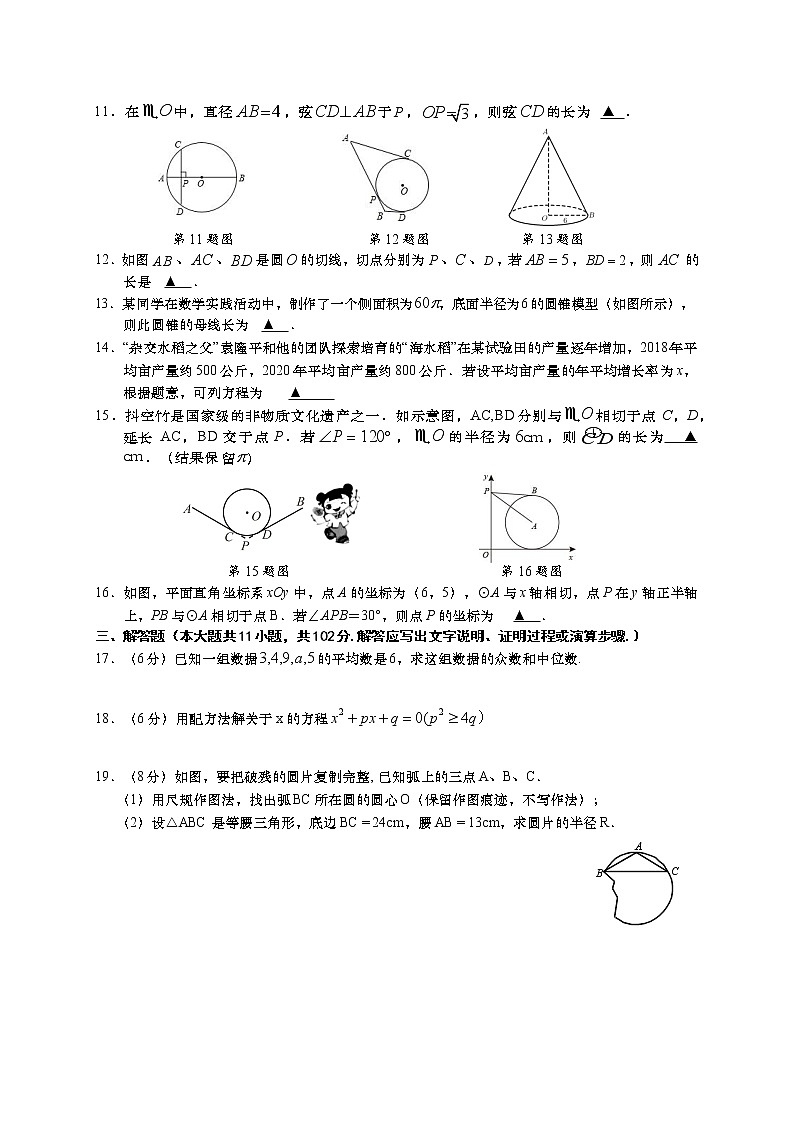 江苏省盐城市阜宁县2022-2023学年九年级上学期11月期中数学试题(含答案)02