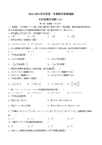 山东省滨州市滨城区2022-2023学年七年级上学期期中数学试题(含答案)