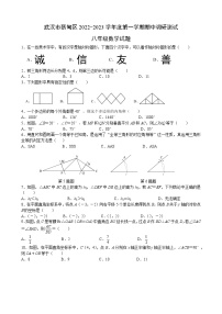 湖北省武汉市蔡甸区2022-2023学年八年级上学期期中数学试题(含答案)