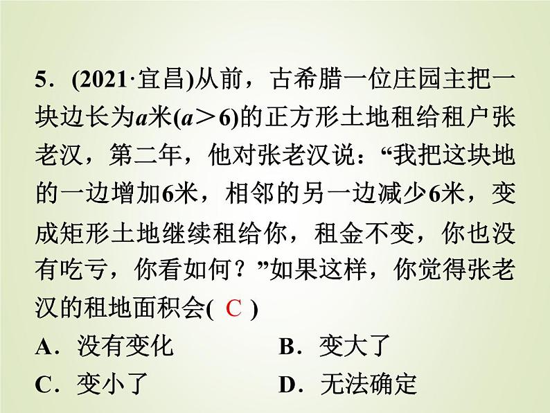 中考数学复习第2讲整式与因式分解精练课件05