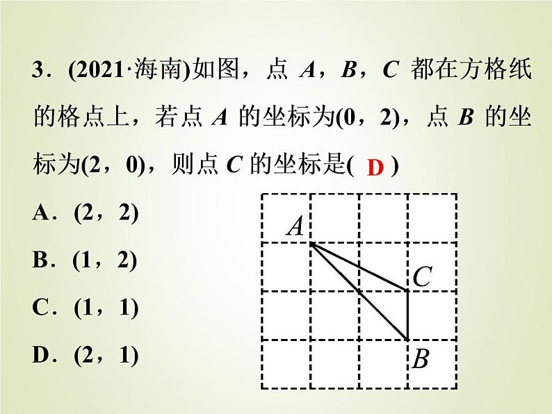 中考数学复习第9讲平面直角坐标系及函数初步精练课件第4页