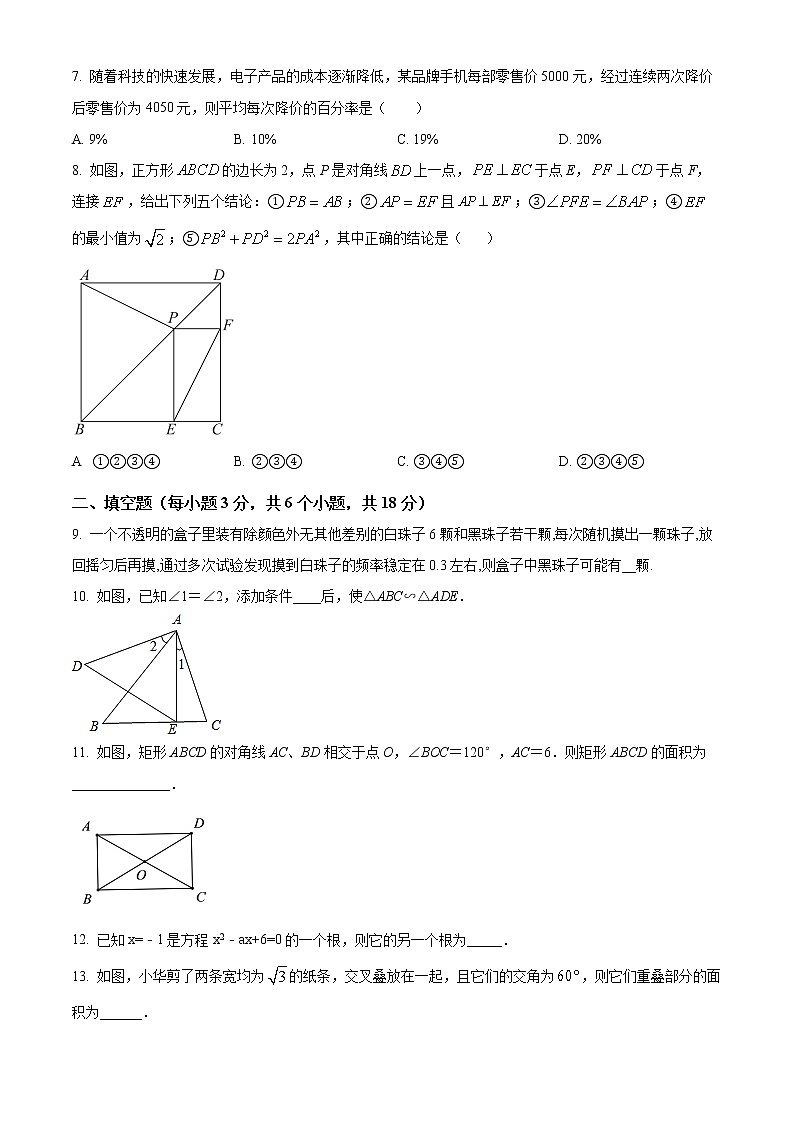 山东省菏泽市鄄城县2022-2023学年九年级上学期期中数学试题(含答案)第2页