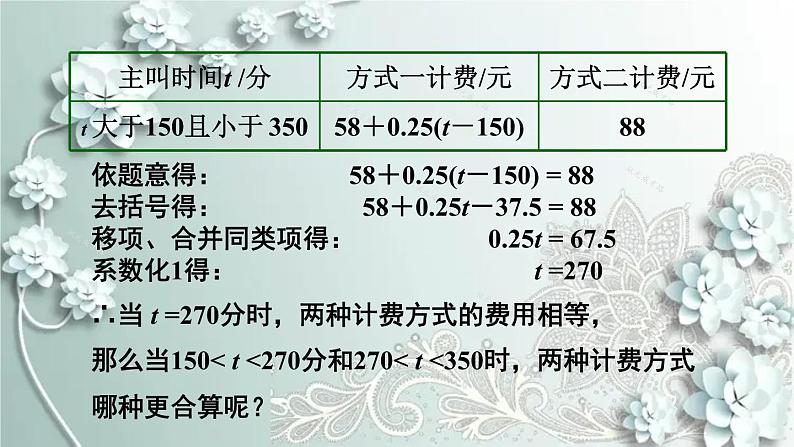 人教版数学七年级上册第三章 一元一次方程第4课时 电话计费问题 课件第8页