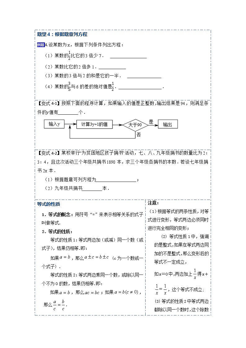 3.1从算式到方程(讲+练)【7大题型】-【重点题型汇总】2022-2023学年七年级数学上册重要考点精讲精练(人教版)（原卷版）第3页