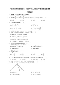 广西广西壮族自治区北海市实验学校2021-2022学年八年级上学期期中考试数学试卷（含答案）