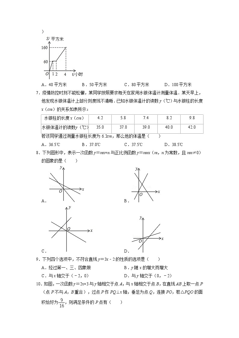 第5章 一次函数 浙教版数学八年级上册单元测试A卷(含解析)02