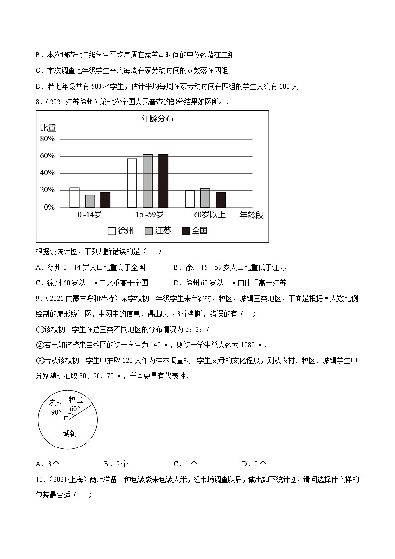 2020-2022年湖南中考数学3年真题汇编 专题19 统计（学生卷+教师卷）03