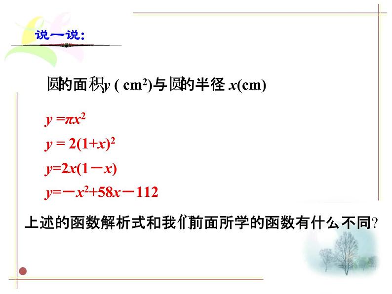 浙教版数学九年级上册1.1 二次函数课件第3页