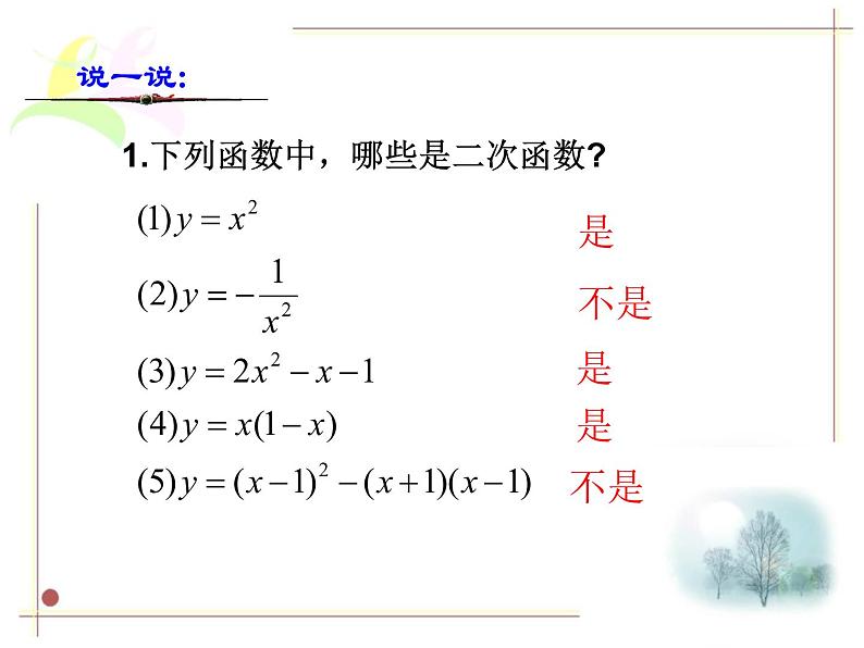 浙教版数学九年级上册1.1 二次函数课件第5页