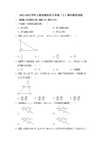 上海市嘉定区2022-2023学年九年级上学期期中数学试卷(含答案)