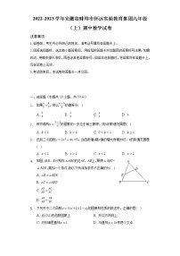 2022-2023学年安徽省蚌埠市怀远实验教育集团九年级（上）期中数学试卷（含解析）