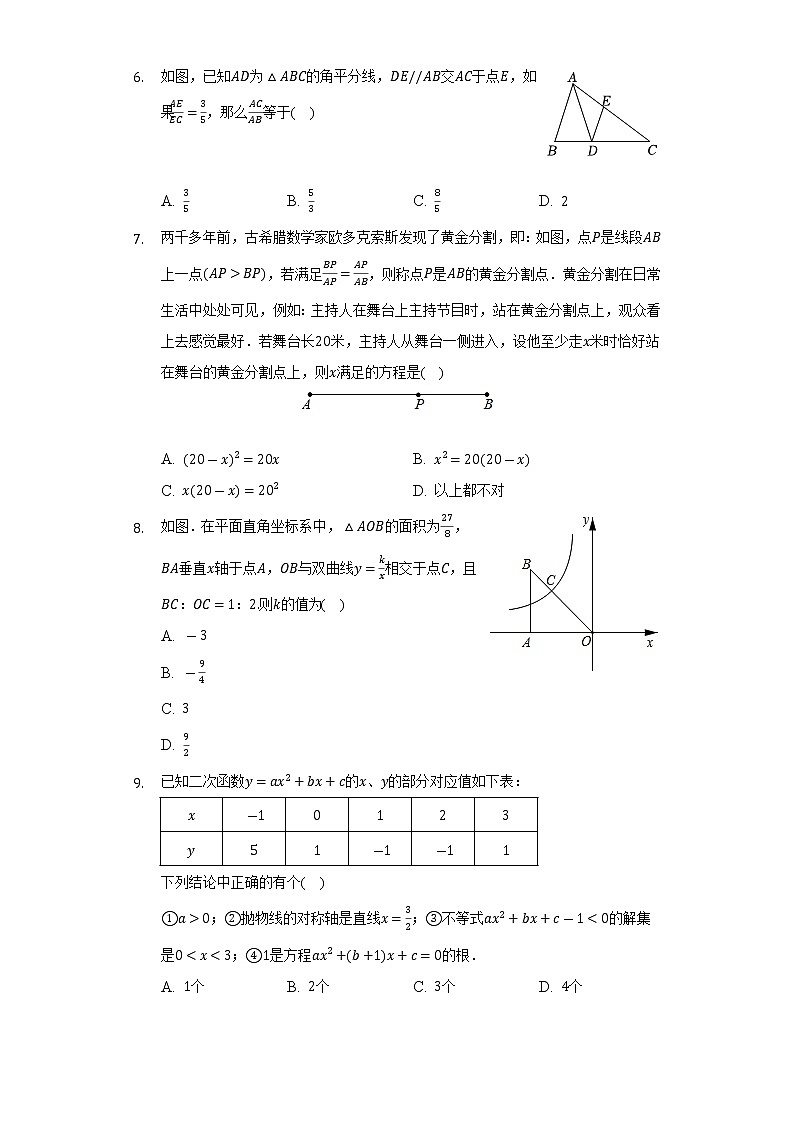 2022-2023学年安徽省蚌埠市怀远实验教育集团九年级（上）期中数学试卷（含解析）第2页