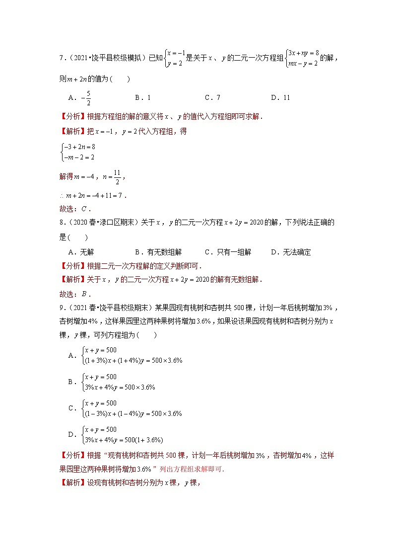 专题3.6二元一次方程组练习（原卷+解析）03
