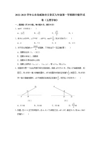 山东省威海市文登区2022-2023学年九年级上学期（五四学制） 数学期中试题(含答案)