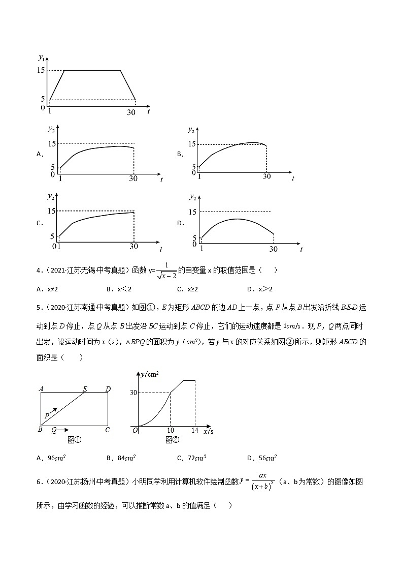 专题08 函数初步知识-三年（2020-2022）中考数学真题分项汇编（江苏专用）（原卷版）第2页
