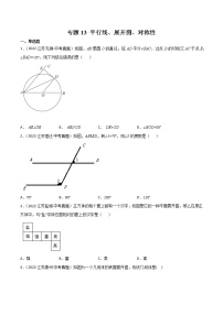 2020-2022年江苏中考数学3年真题汇编 专题13 平行线、展开图、对称性（学生卷+教师卷）