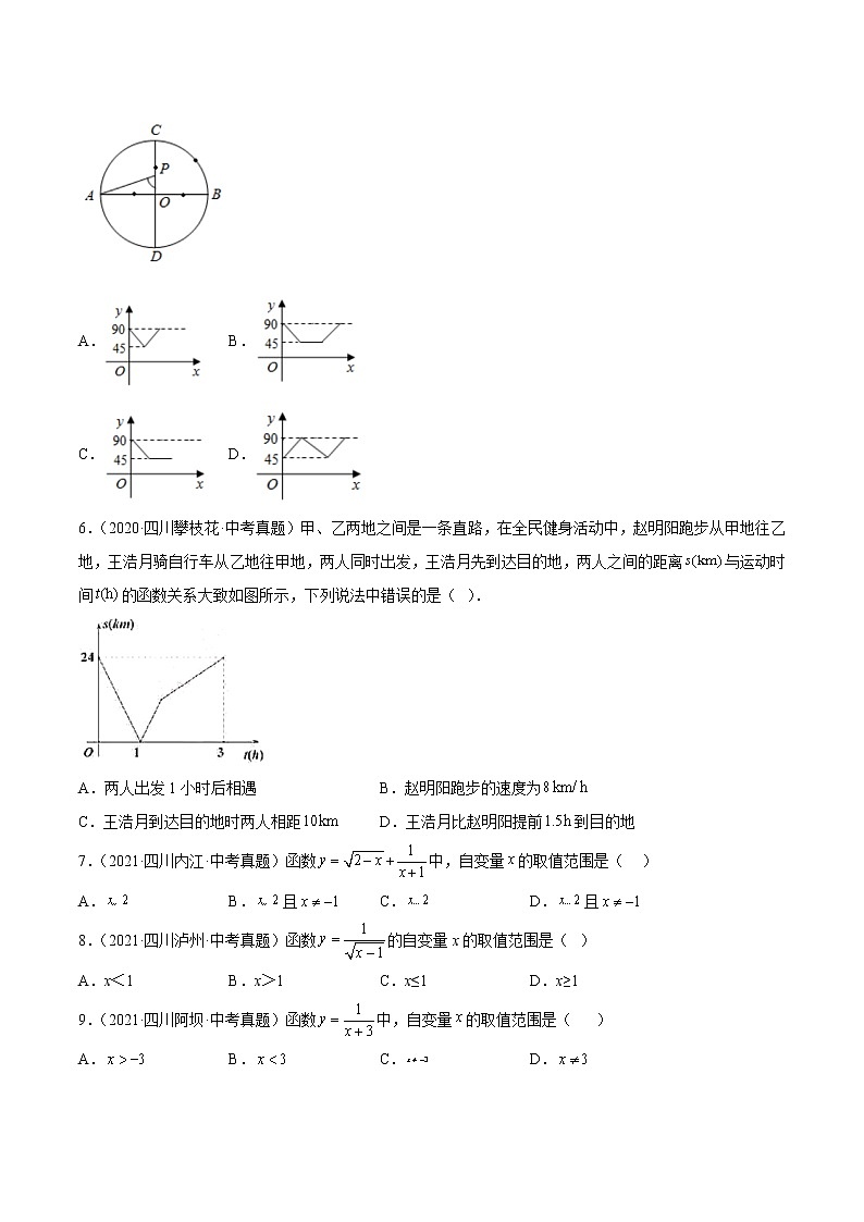2020-2022年四川中考数学3年真题汇编 专题06 函数与一次函数（学生卷+教师卷）02